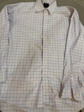 Eagle Shirtmakers Men’s 17.5 34/35 Blue Lavender Windowpane Dress Shirt SKU102